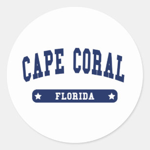 Cape Coral Florida College Style t shirts Classic Round Sticker