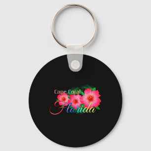 Cape Coral Florida Tropical Flowers Family Vacatio Key Ring
