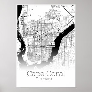 Cape Coral Map - Florida - City Map Poster
