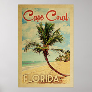 Cape Coral Palm Tree Vintage Travel Poster