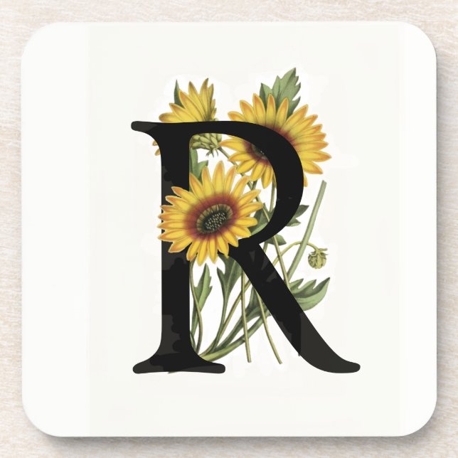 Cape Daisies Monogram R Cork Coaster Set (Front)