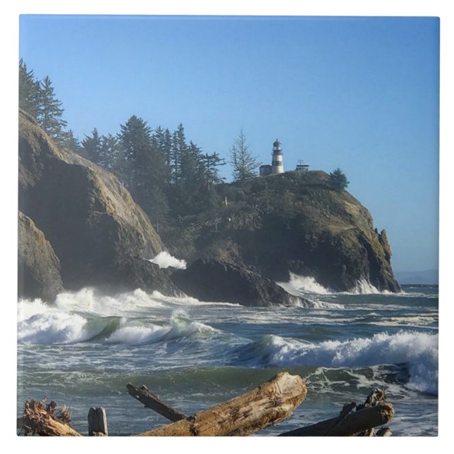 Cape Disappointment Lighthouse, WA Ceramic Tile (Front)