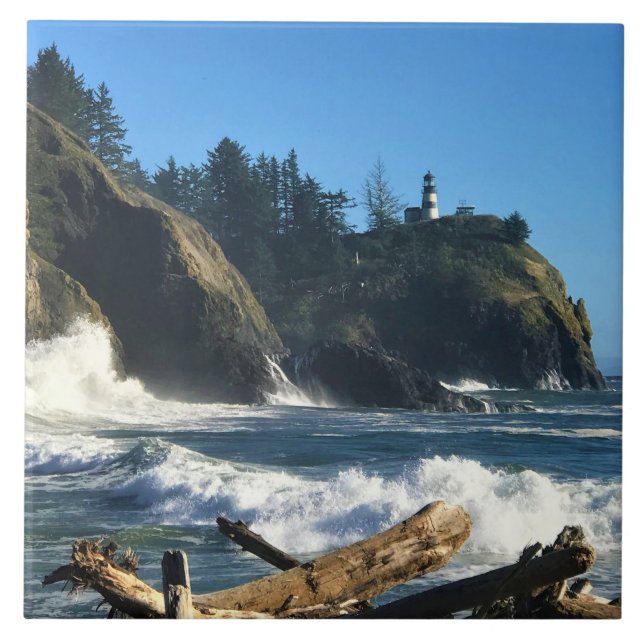 Cape Disappointment Lighthouse, Washington Ceramic Tile (Front)