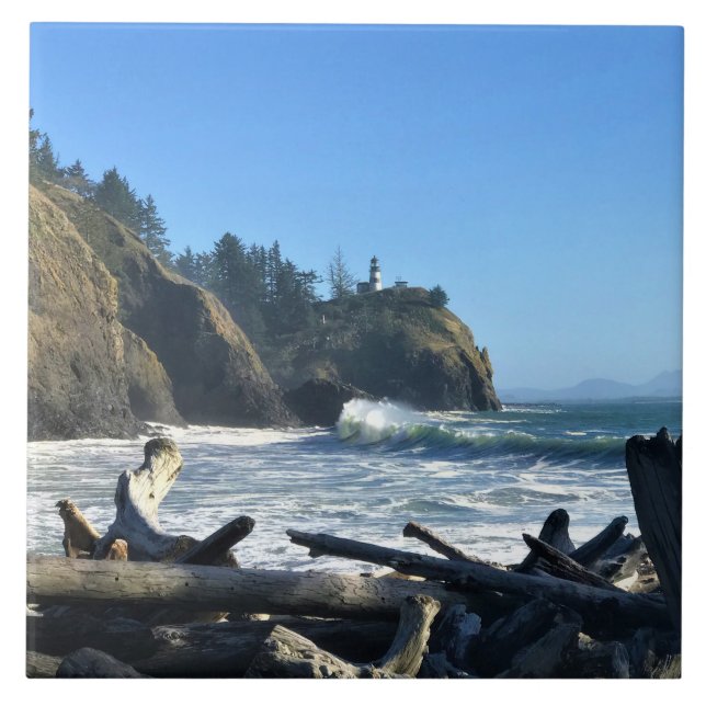 Cape Disappointment Lighthouse, Washington Ceramic Tile (Front)