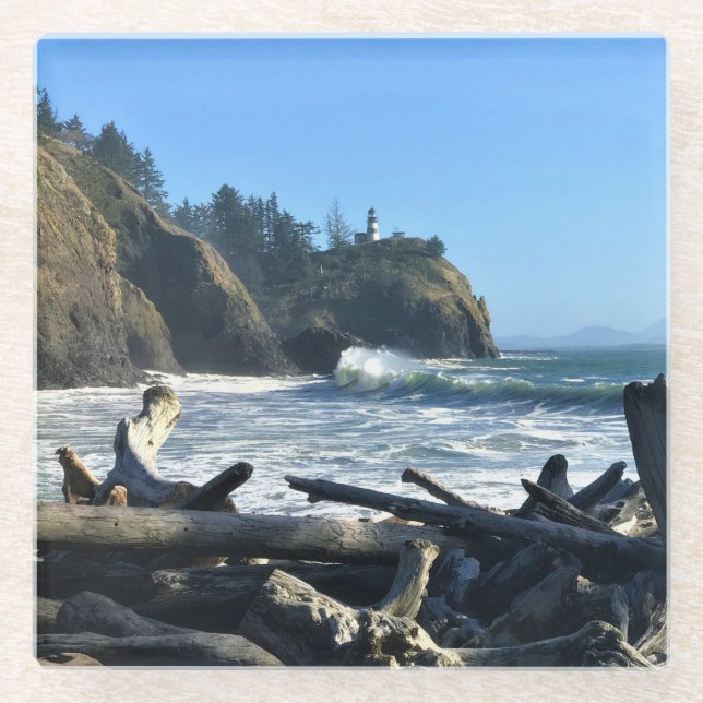 Cape Disappointment Lighthouse, Washington Glass Coaster (Front)