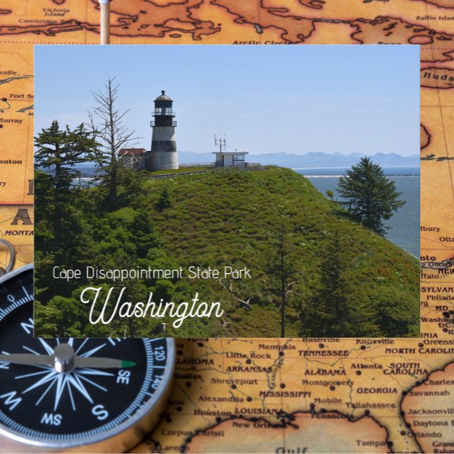 Cape Disappointment State Park Lighthouse Travel Postcard (In Situ Map)