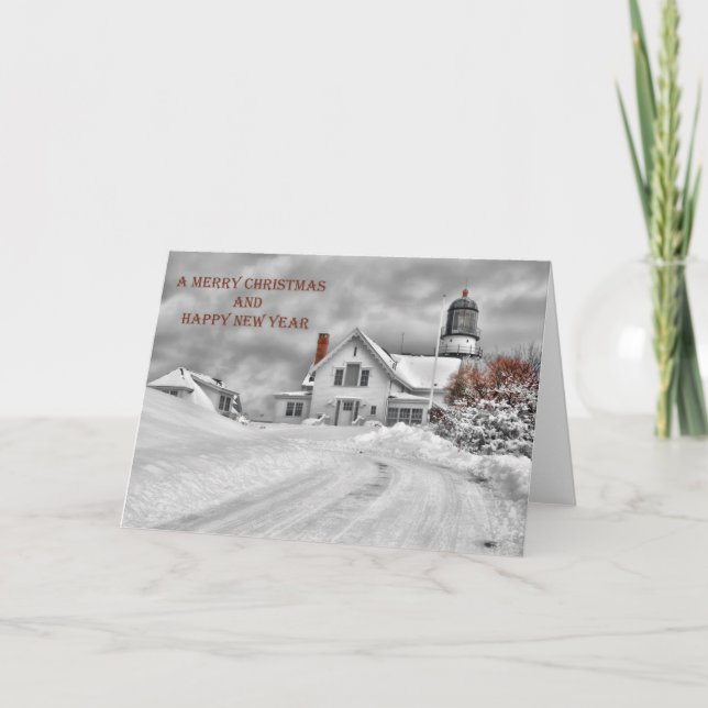 Cape Elizabeth Light Christmas Card (Front)