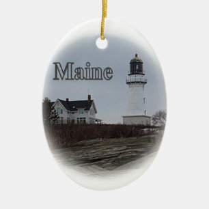 Cape Elizabeth Lighthouse Ceramic Ornament
