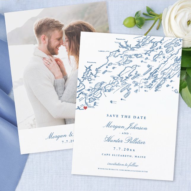 Cape Elizabeth Maine Map Elegant Wedding Save The Date (Elegant Cape Elizabeth Photo Save the date with free addressing from Coastal Map Designs)