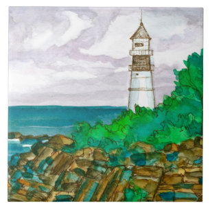 Cape Elizabeth Maine Portland Head Light Tile