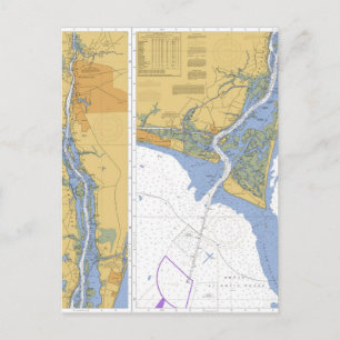 Cape Fear River, NC Nautical Chart Postcard