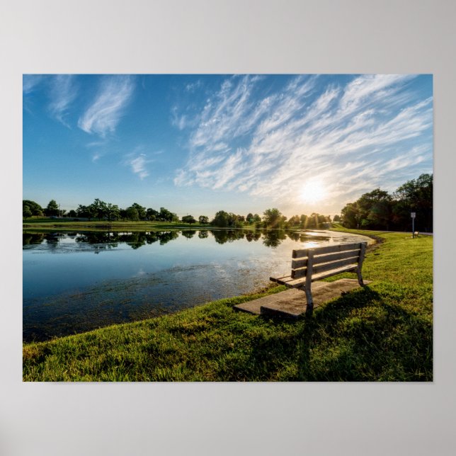 Cape Girardeau County Park Bench Sunset Poster (Front)