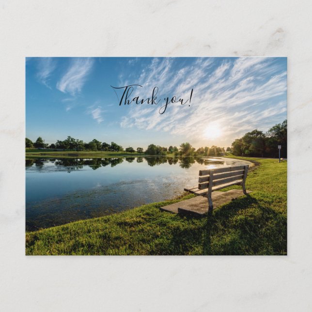 Cape Girardeau County Park Bench Sunset Thank You Postcard (Front)