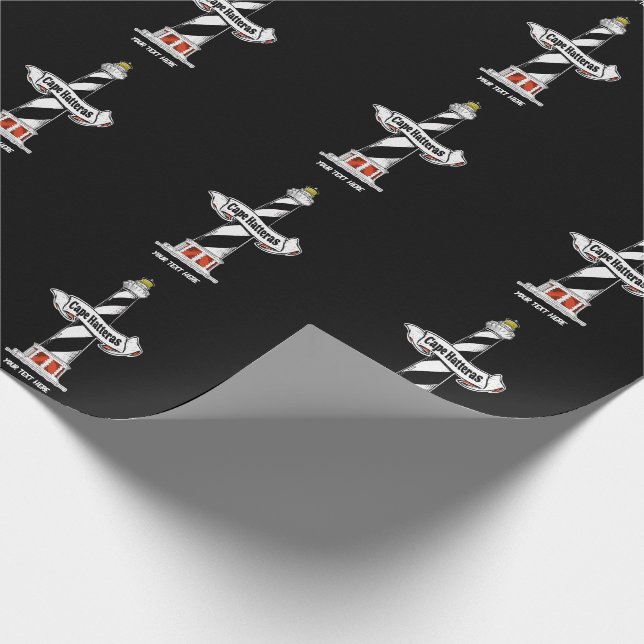 Cape Hatteras Lighthouse black and white Wrapping Paper (Corner)