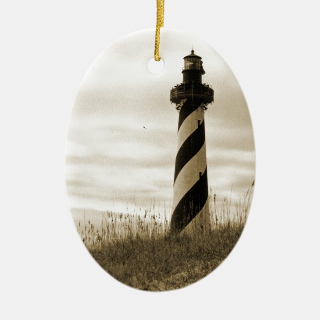 Cape Hatteras Lighthouse Ceramic Tree Decoration (Front)