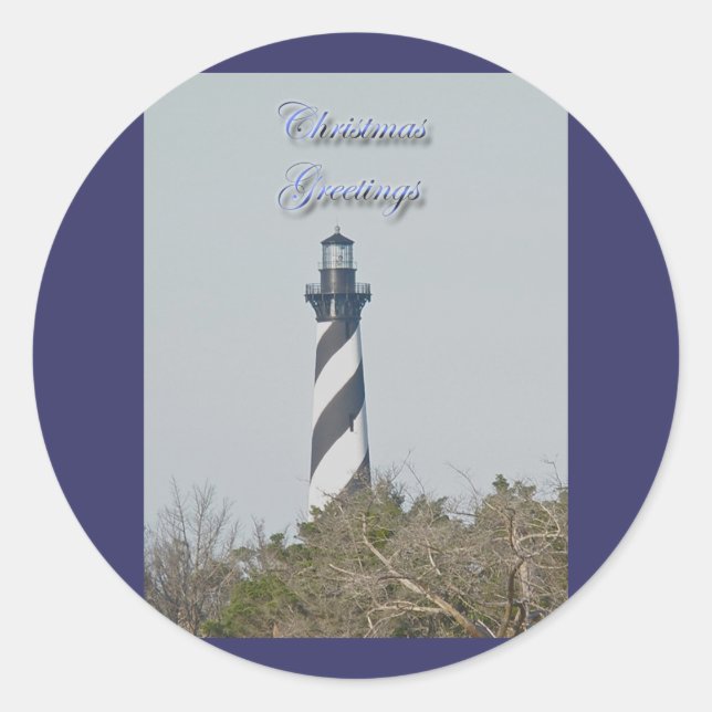 Cape Hatteras Lighthouse Christmas Stickers (Front)
