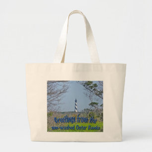 Cape Hatteras Lighthouse from Wetlands Series Large Tote Bag