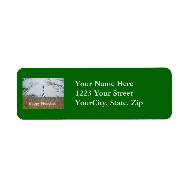 Cape Hatteras Lighthouse Happy Holidays Return Address Label (Front)