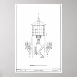 Cape Hatteras Lighthouse Lantern Room Blueprint Poster