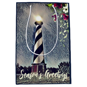 Cape Hatteras Lighthouse OBX Season's Greetings Medium Gift Bag