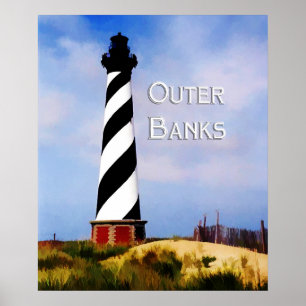 Cape Hatteras Lighthouse Poster Text Outer Banks