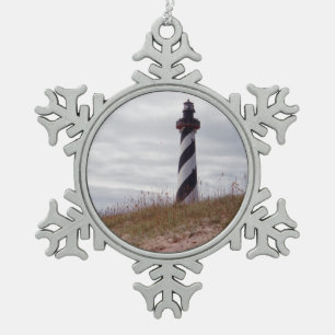 Cape Hatteras Lighthouse Snowflake Pewter Christmas Ornament