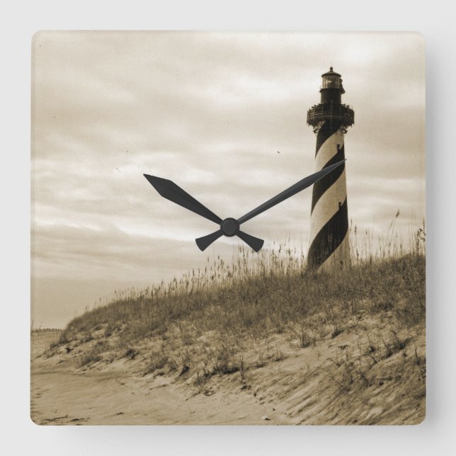 Cape Hatteras Lighthouse Square Wall Clock (Front)