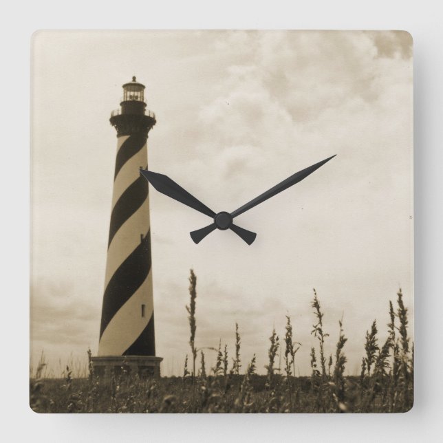 Cape Hatteras Lighthouse Square Wall Clock (Front)