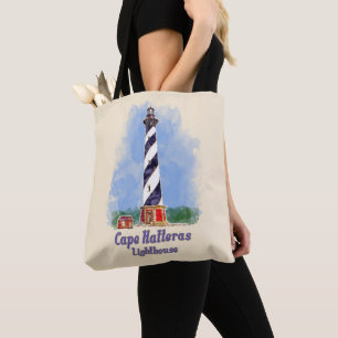 Cape Hatteras Lighthouse Watercolor North Carolina Tote Bag