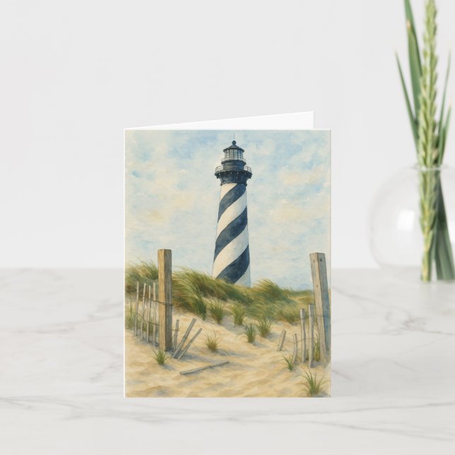 Cape Hatteras Lighthouse Watercolor Note Card (Front)