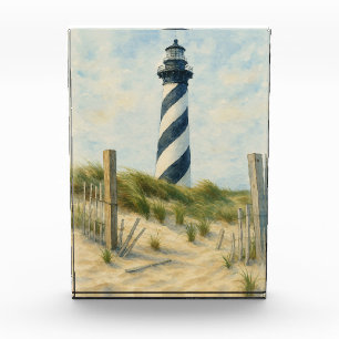 Cape Hatteras Lighthouse Watercolor Photo Block