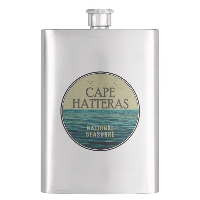Cape Hatteras National Seashore Ocean Birds Hip Flask (Front)