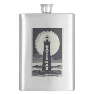 Cape Hatteras North Carolina Lighthouse Moon Hip Flask
