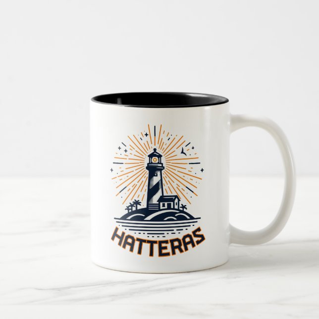 Cape Hatteras North Carolina Lighthouse Sunrise Two-Tone Coffee Mug (Right)