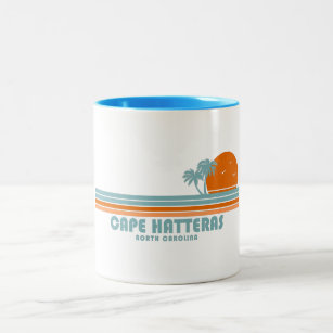 Cape Hatteras North Carolina Sun Palm Trees Two-Tone Coffee Mug