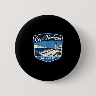 Cape henlopen delaware lighthouse beach ocean 6 cm round badge