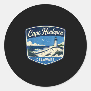 Cape henlopen delaware lighthouse beach ocean classic round sticker