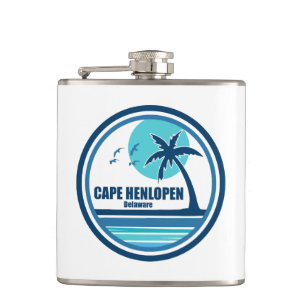 Cape Henlopen Delaware Palm Tree Birds Hip Flask