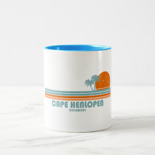 Cape Henlopen Delaware Sun Palm Trees Two-Tone Coffee Mug