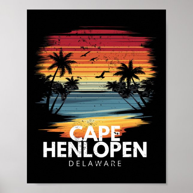 Cape Henlopen State Park Delaware Surfboard Surfin Poster (Front)