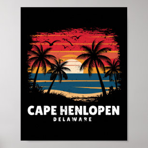 Cape Henlopen State Park Delaware Surfboarder Retr Poster