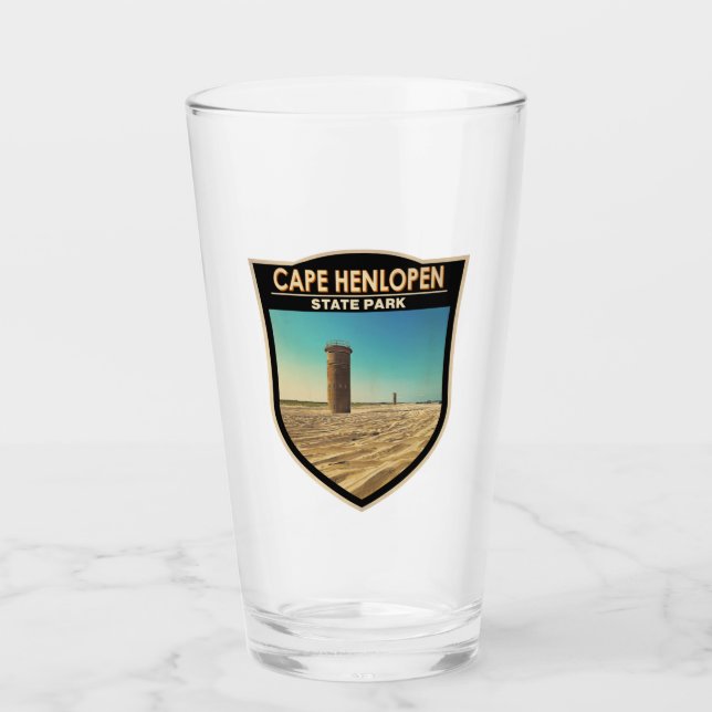 Cape Henlopen State Park Delaware Watercolor Glass (Front)