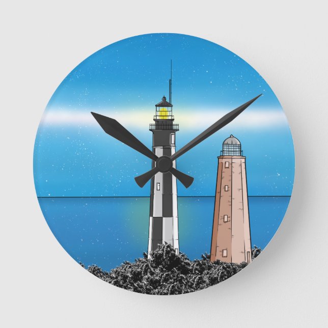 Cape Henry Lighthouse  Virginia  Chesapeake Bay Round Clock (Front)