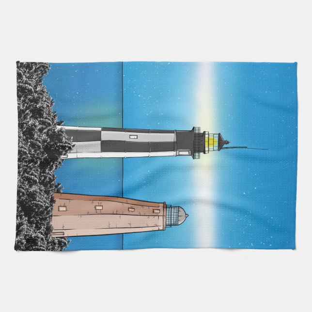 Cape Henry Lighthouse  Virginia  Chesapeake Bay Tea Towel (Horizontal)