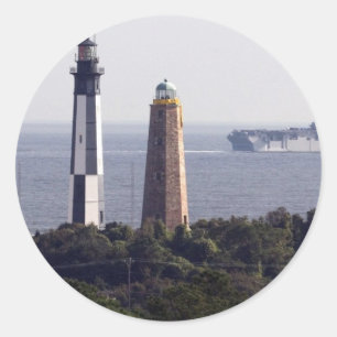 Cape Henry Lighthouses Classic Round Sticker