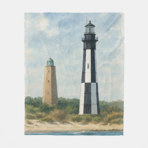Cape Henry Lighthouses Fleece Blanket