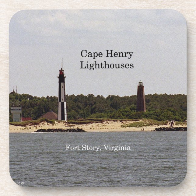 Cape Henry Lighthouses set of 6 plastic coasters (Front)