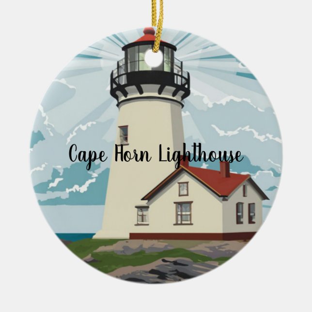 Cape Horn Lighthouse, Chile Ceramic Ornament (Front)