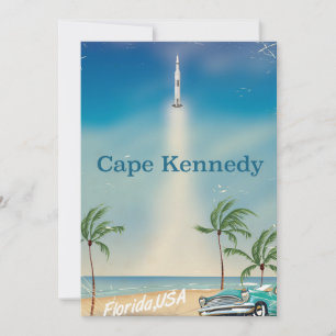 Cape Kennedy vintage Saturn five rocket poster