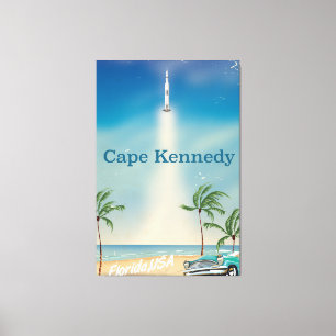 Cape Kennedy vintage Saturn five rocket poster Canvas Print